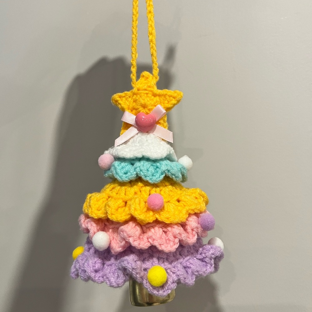 Christmas Crochet Tree Ornament with Bell Cute Xmas Decoration, Hanging Decor - Picture 3 of 3